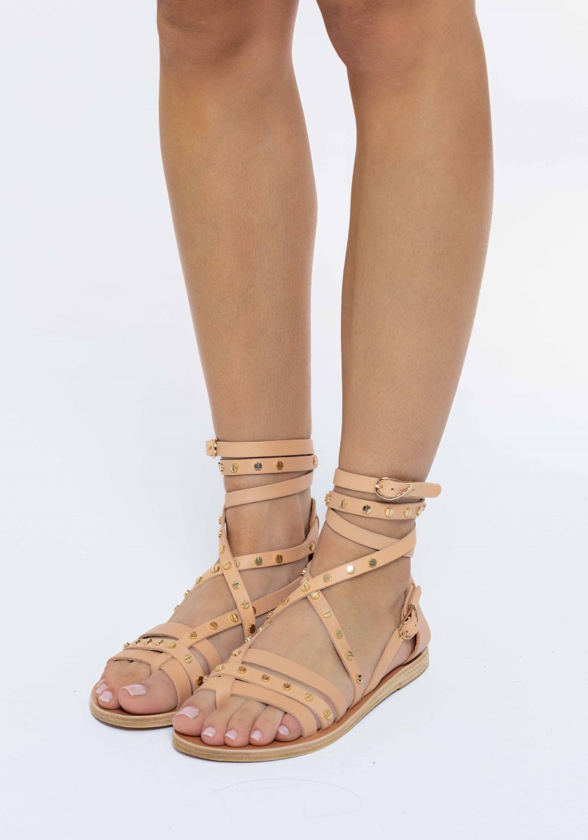 Ancient Greek Sandals Womens Leather Toe Loop Gladiator Sandals